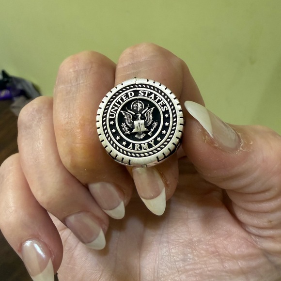 US Army Sterling Silver Signet Ring 925Military USA Eagle size 10